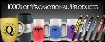 1000's of promotional products with your custom logo.  Coffee mugs, pens, pencils, business cards, office supplies and more